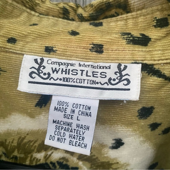 Unique Vintage Whistles Corduroy Tan Tiger Print Shirt Jacket Shacket Large - Picture 5 of 6